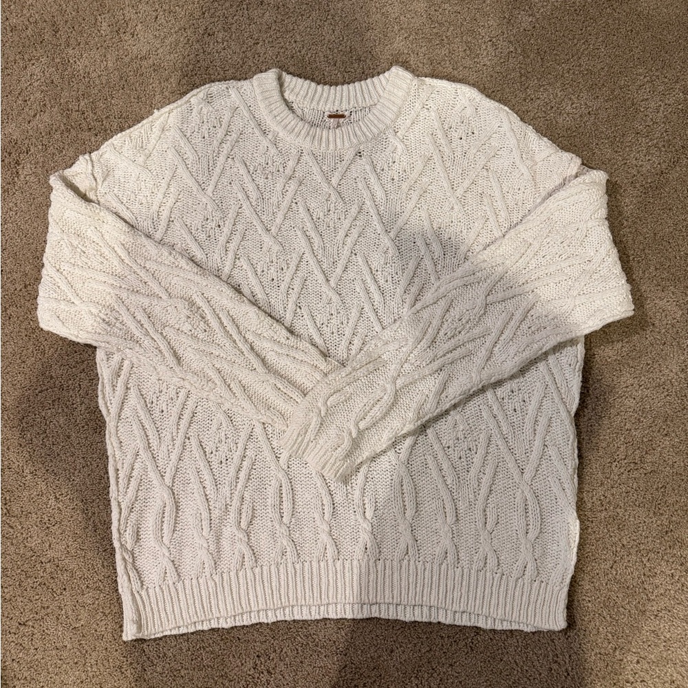 Free People - White Cable Knit Sweater